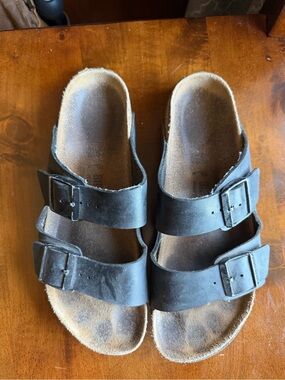Birkenstock Black Two-Buckle Narrow Footbed Sandals